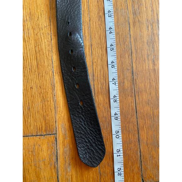 Heavy Duty Distressed Black Leather Belt Mens sz 44 - Picture 11 of 12